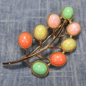 1990s Vintage Multi Colored Leaf Pin by Sarah Coventry